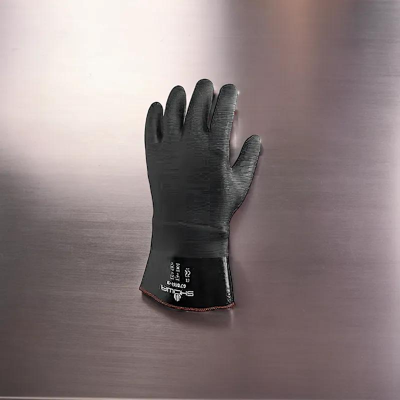 Gloves Large (LG) 6 IN Black Nitrile Rubber Neoprene Disposable Chemical Resistant 1/Pair