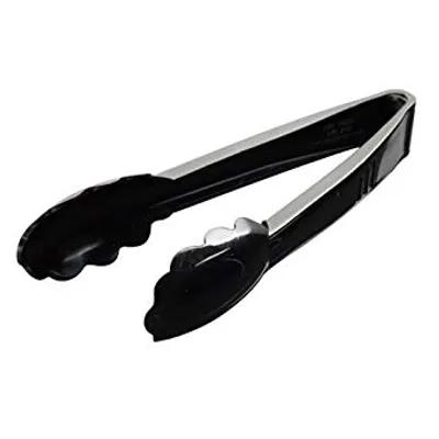 Essentials Tongs 9 IN Plastic Black Heavy Duty Scalloped 24/Case