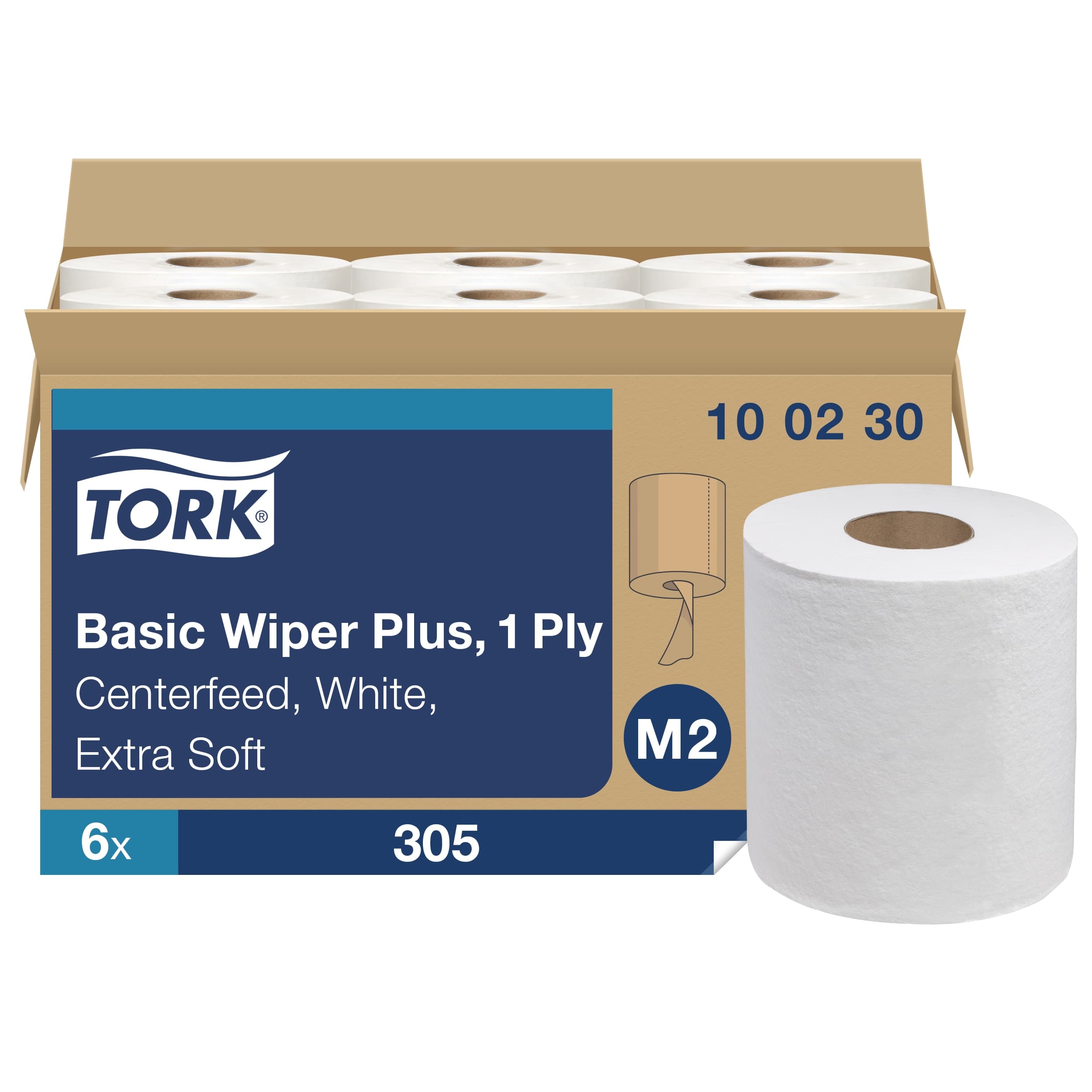 Tork Roll Paper Towel M2 11.8X7.7 IN 299.917 FT White Centerpull Embossed Premium Refill 305 Sheets/Roll 6 Rolls/Case