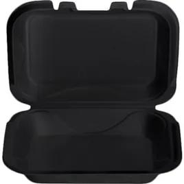 Hot Dog Take-Out Container Hinged With Dome Lid 9.25X6.75X2.75 IN Polystyrene Foam Black Rectangle 200/Case