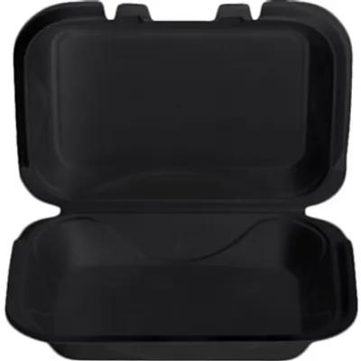 Hot Dog Take-Out Container Hinged With Dome Lid 9.25X6.75X2.75 IN Polystyrene Foam Black Rectangle 200/Case