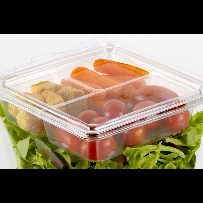 Bowl Insert Medium (MED) 9 OZ 3 Compartment PET Clear Square 1215/Case