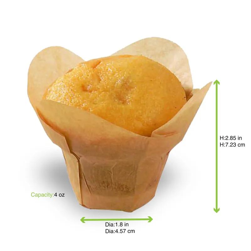 Baking Cup 4 OZ 1.8 IN Silicone Brown Lotus 100 Count/Pack 10 Packs/Case 1000 Count/Case