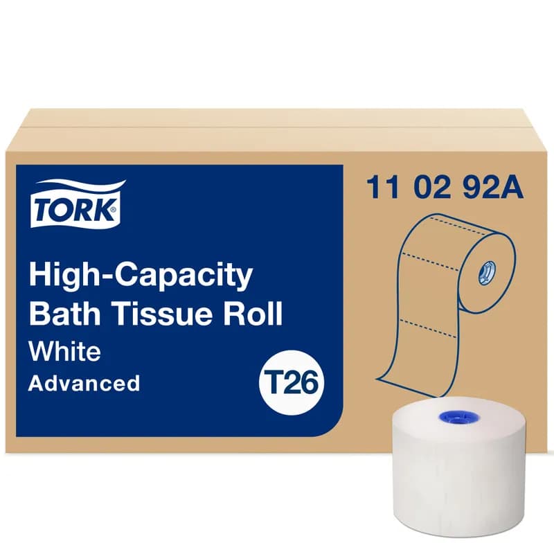 Tork Advanced T26 Toilet Paper & Tissue Roll 3.75X3.77 IN 312.5 FT 2PLY White High Capacity Refill 1000 Sheets/Roll