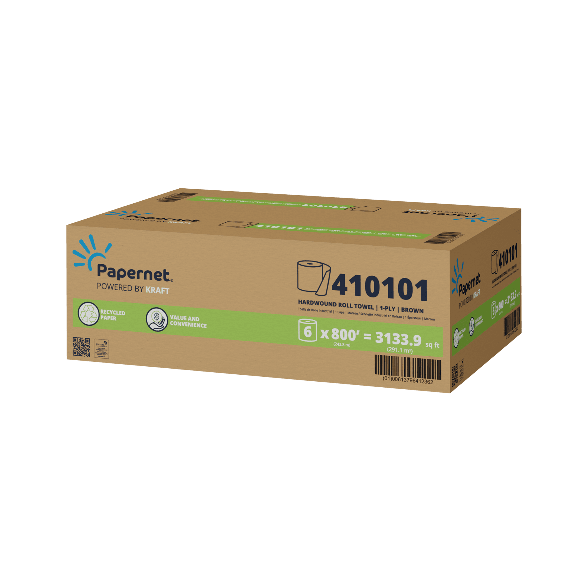 Papernet Kraft Roll Paper Towel Kraft Standard Roll 6 Rolls/Case