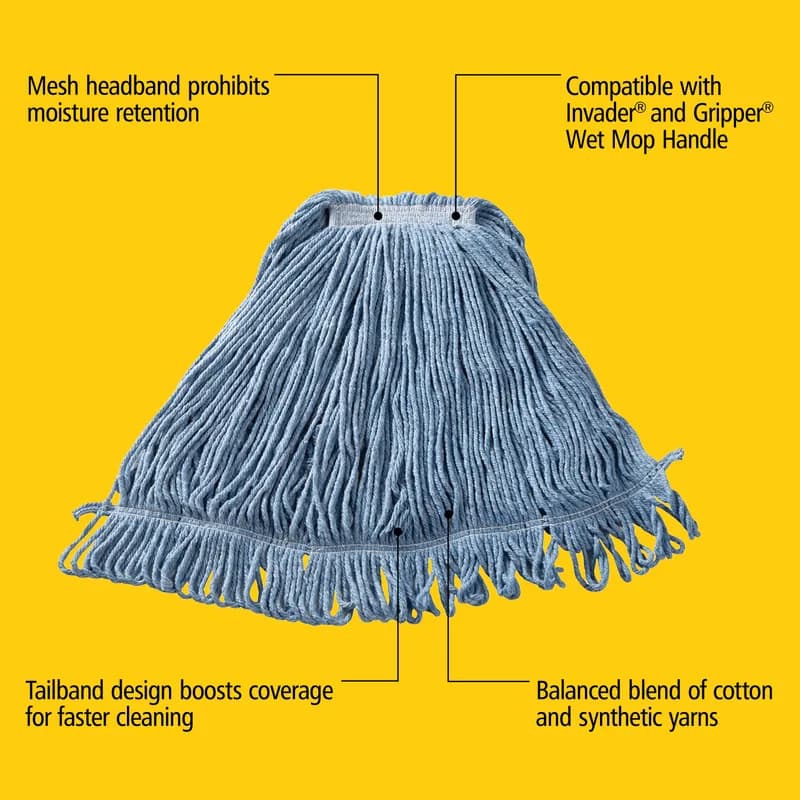 Super Stitch® Wet Mop Large (LG) 24 OZ Blue Cotton Synthetic Blend 1IN Headband 6/Case