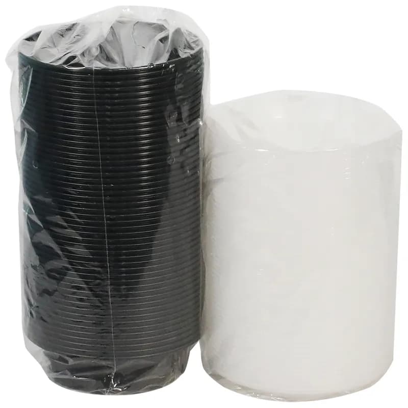 Take-Out Container Base & Lid Combo With Dome Lid 16 OZ PP Black Clear Round 150/Case