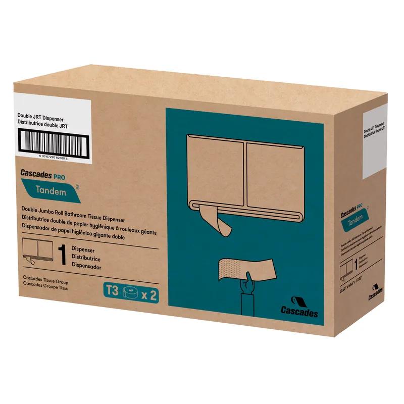 Cascades PRO Toilet Paper Dispenser Tandem 20.5X5.6X12 IN Gray Double Roll Jumbo (JRT) 1/Each