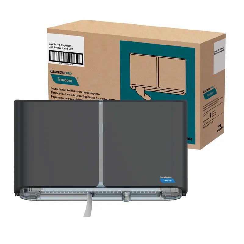 Cascades PRO Toilet Paper Dispenser Tandem 20.5X5.6X12 IN Gray Double Roll Jumbo (JRT) 1/Each