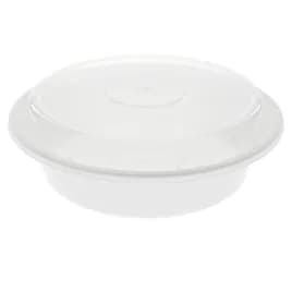 Take-Out Container Base & Lid Combo With Dome Lid 24 OZ PP White Clear Round 150/Case