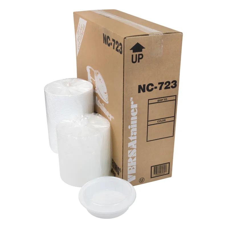 Take-Out Container Base & Lid Combo With Dome Lid 24 OZ PP White Clear Round 150/Case