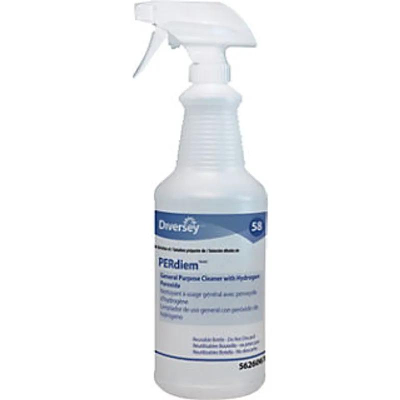 PERdiem General Purpose Cleaner with Hydrogen Peroxide Spray Bottle & Trigger Sprayer 32 FLOZ Clear White 12/Case