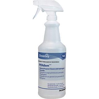 PERdiem General Purpose Cleaner with Hydrogen Peroxide Spray Bottle & Trigger Sprayer 32 FLOZ Clear White 12/Case