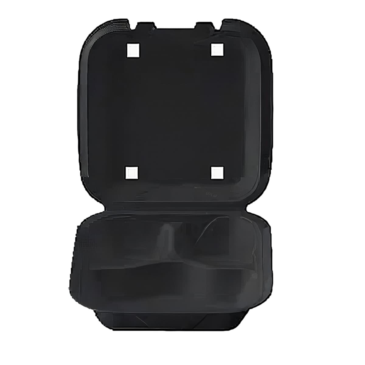 Take-Out Container Hinged With Dome Lid 8.4X8.4X2.8 IN Polystyrene Foam Black Square 200/Case