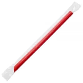 Colossal & Boba Straw 0.394X9 IN Plastic Red Cello Wrapped Diagonal Cut 1600/Case
