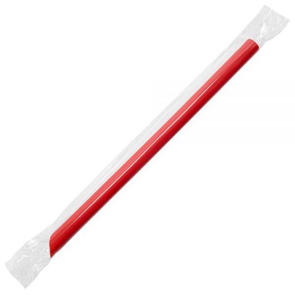 Colossal & Boba Straw 0.394X9 IN Plastic Red Cello Wrapped Diagonal Cut 1600/Case