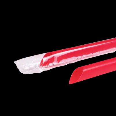 Colossal & Boba Straw 0.394X9 IN Plastic Red Cello Wrapped Diagonal Cut 1600/Case