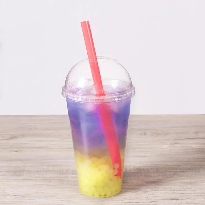 Colossal & Boba Straw 0.394X9 IN Plastic Red Cello Wrapped Diagonal Cut 1600/Case