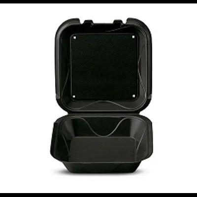 Take-Out Container Hinged With Dome Lid 8X8X3 IN Polystyrene Foam Black Square 200/Case