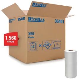 WypAll® X60 Cleaning Wipe 9.8X12.2 IN HydroKnit White Small Roll 130 Sheets/Roll 12 Rolls/Case 1560 Sheets/Case