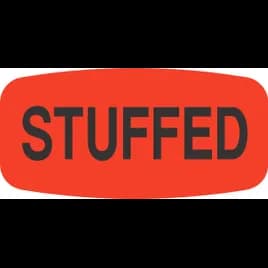 Stuffed Label 0.625X1.25 IN Black Fluorescent Red Short Oval 1000 Count/Roll 50 Rolls/Case 50000 Count/Case