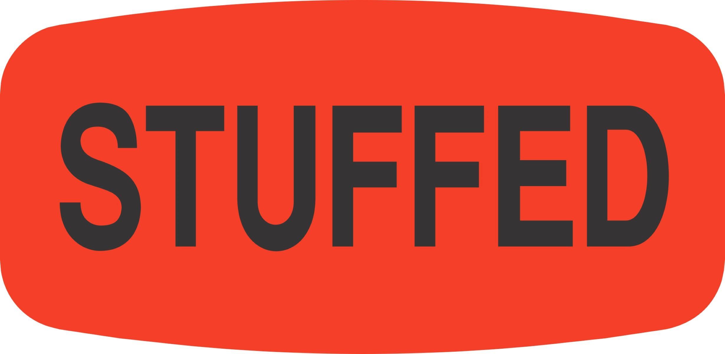 Stuffed Label 0.625X1.25 IN Black Fluorescent Red Short Oval 1000 Count/Roll 50 Rolls/Case 50000 Count/Case