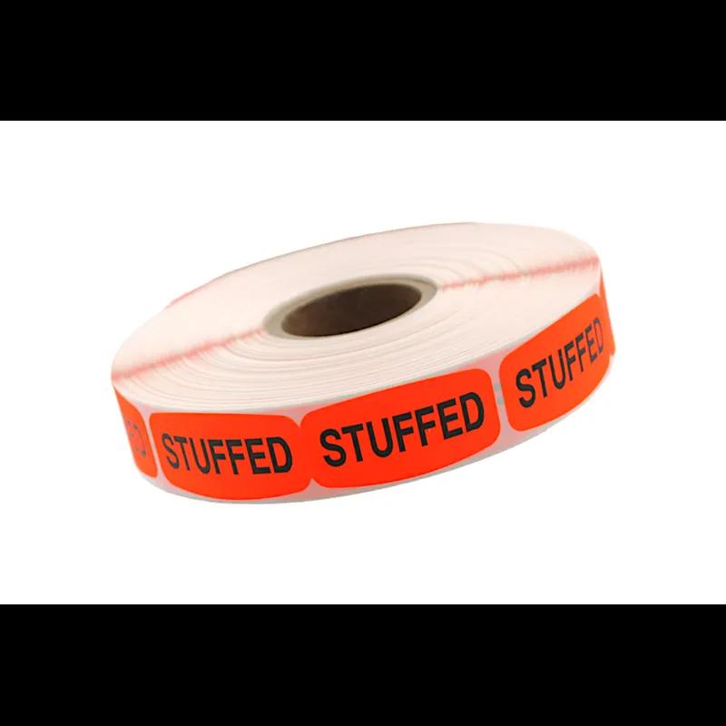 Stuffed Label 0.625X1.25 IN Black Fluorescent Red Short Oval 1000 Count/Roll 50 Rolls/Case 50000 Count/Case