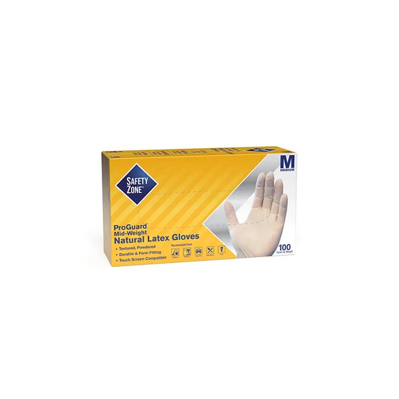 Gloves Medium (MED) White Latex Powdered 100/Pack