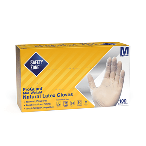 Gloves Medium (MED) White Latex Powdered 100/Pack