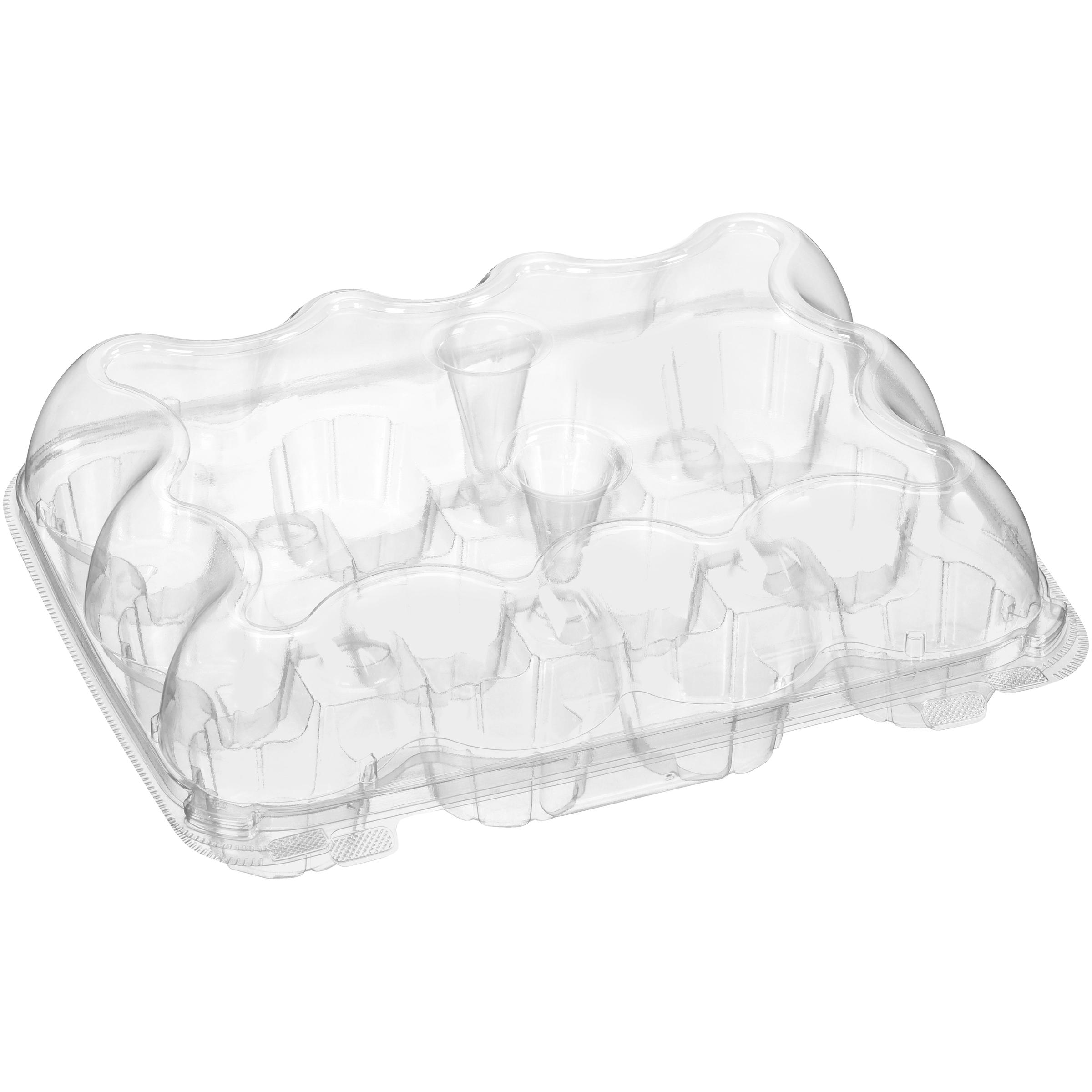 Cupcake Hinged Container With Dome Lid 4 IN 12 Compartment PET Clear Rectangle 70/Case