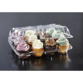 Cupcake Hinged Container With Dome Lid 4 IN 12 Compartment PET Clear Rectangle 70/Case