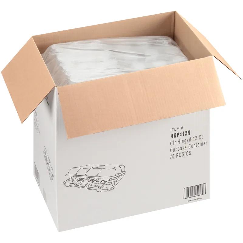 Cupcake Hinged Container With Dome Lid 4 IN 12 Compartment PET Clear Rectangle 70/Case