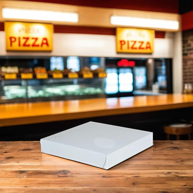 Pizza Box 9X9X1.5 IN Kraft White Lock Corner 1-Piece 100/Bundle