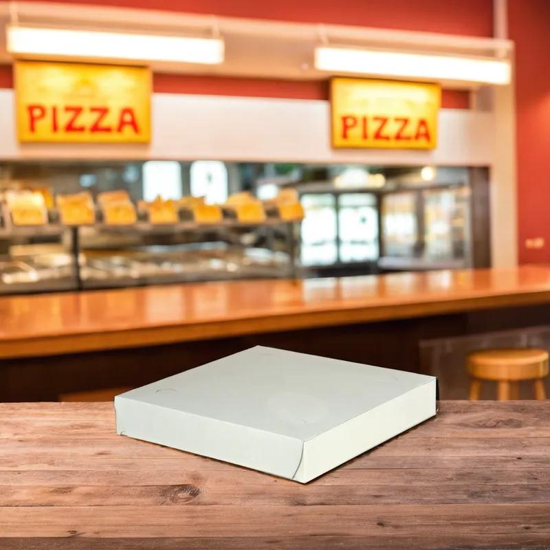 Pizza Box 9X9X1.5 IN Kraft White Lock Corner 1-Piece 100/Bundle