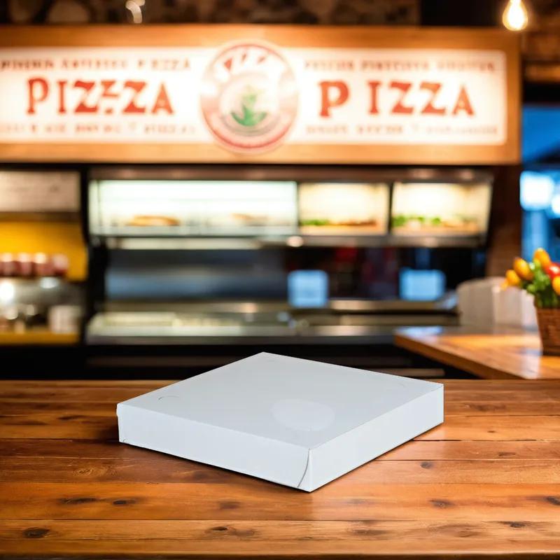 Pizza Box 9X9X1.5 IN Kraft White Lock Corner 1-Piece 100/Bundle
