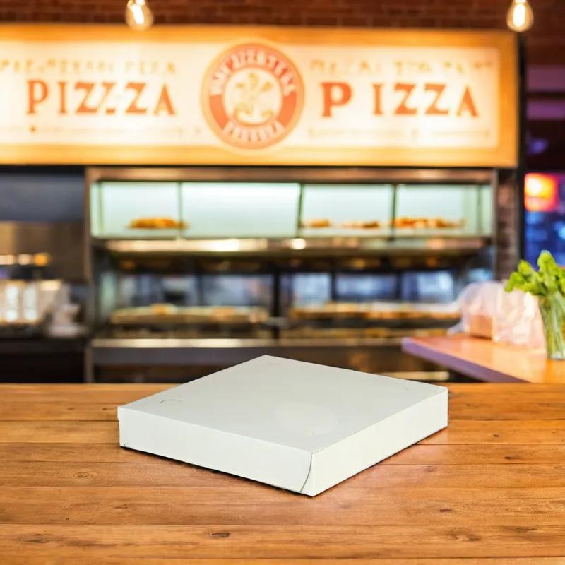 Pizza Box 9X9X1.5 IN Kraft White Lock Corner 1-Piece 100/Bundle