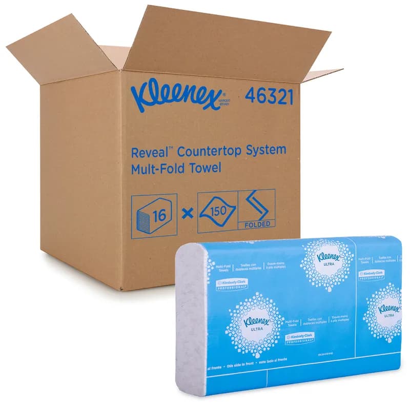 Kleenex® Folded Paper Towel 7.5X9.4 IN 2PLY White Multifold Pop-Up 150 Count/Pack 16 Packs/Case 2400 Count/Case