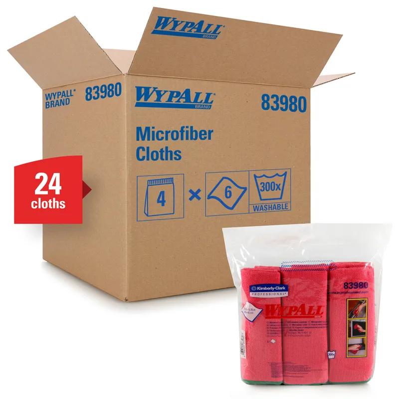 WypAll® Cleaning Cloth 15.75X15.75 IN Microfiber Red Microban 6 Count/Pack 4 Packs/Case 24 Count/Case