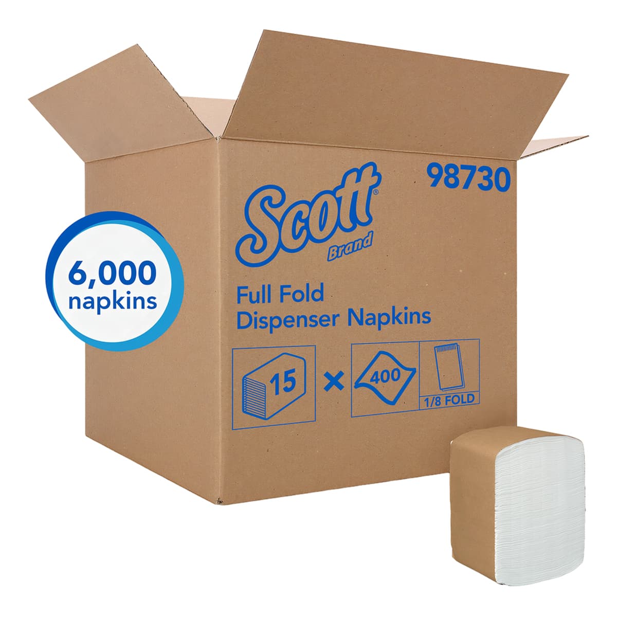 Scott® Dispenser Napkins 12X17 IN Paper 1PLY Full Fold 400 Count/Pack 15 Packs/Case 6000 Count/Case