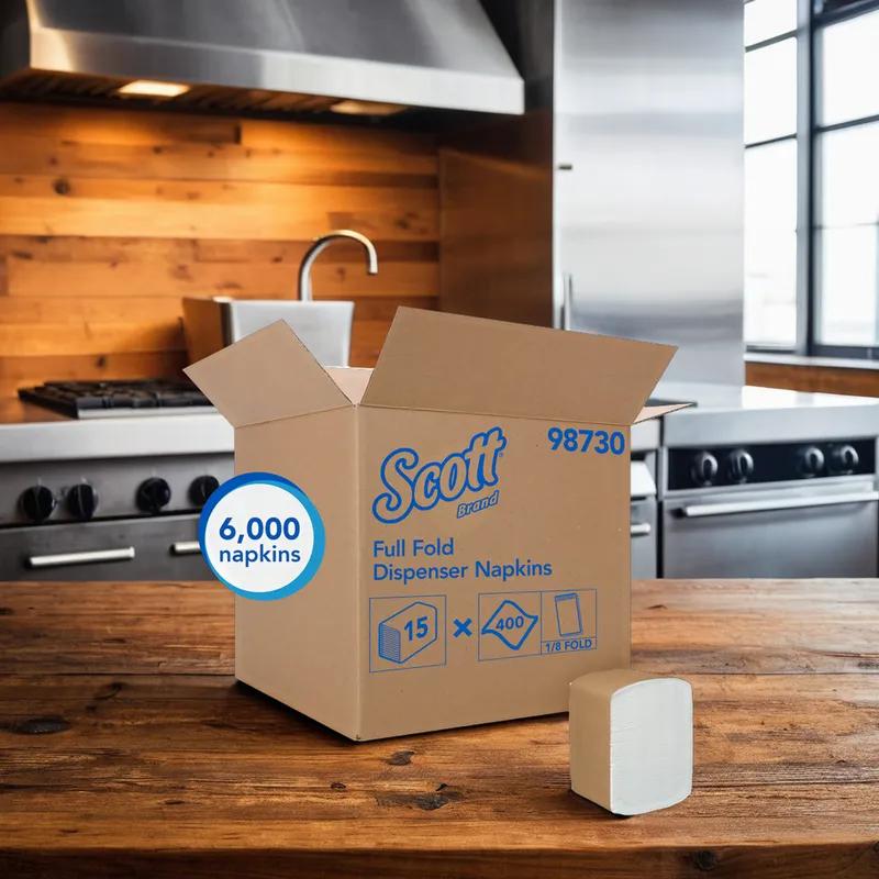 Scott® Dispenser Napkins 12X17 IN Paper 1PLY Full Fold 400 Count/Pack 15 Packs/Case 6000 Count/Case