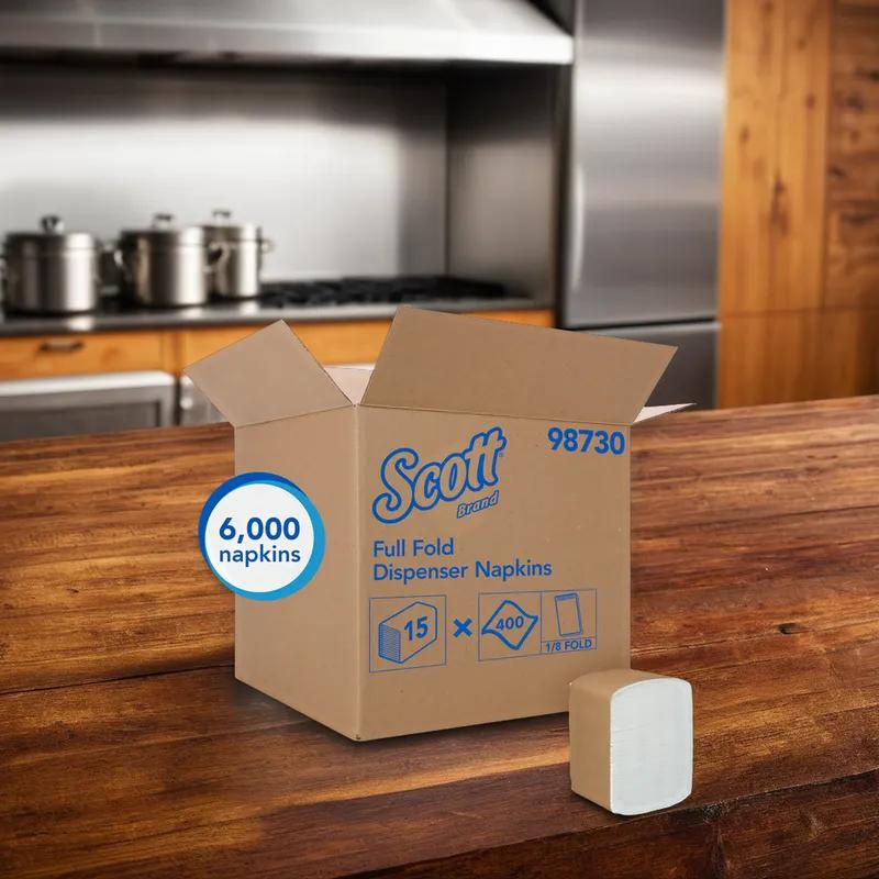 Scott® Dispenser Napkins 12X17 IN Paper 1PLY Full Fold 400 Count/Pack 15 Packs/Case 6000 Count/Case