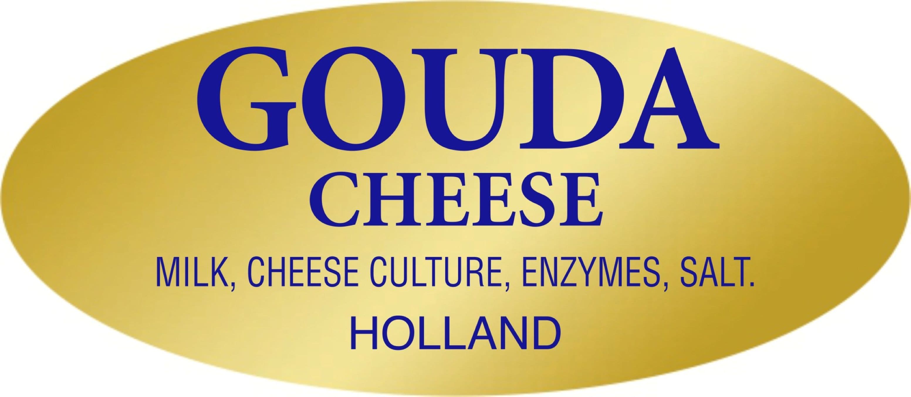 Gouda Cheese With Ingredients Holland Deli Ingredient Label 0.875X1.9 IN Blue Gold Foil 500 Count/Roll 10 Rolls/Case