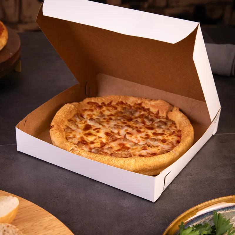 Pizza Box 8X8X1.5 IN Clay-Coated Kraft Board Kraft 100/Bundle