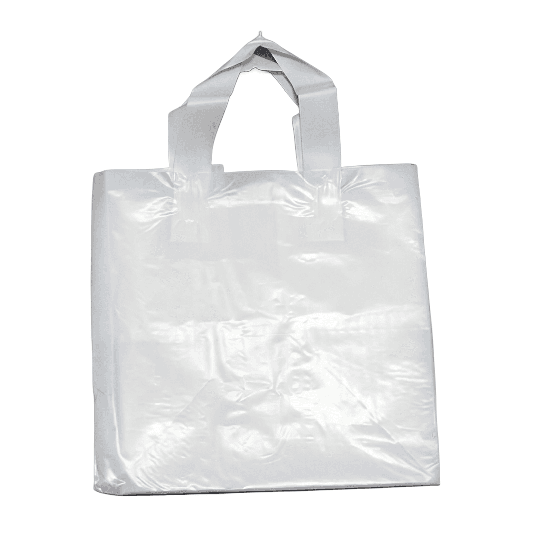 Bag 10X9X10 IN Plastic With Soft Loop Handle Closure Cardboard Bottom Gusset 100/Case
