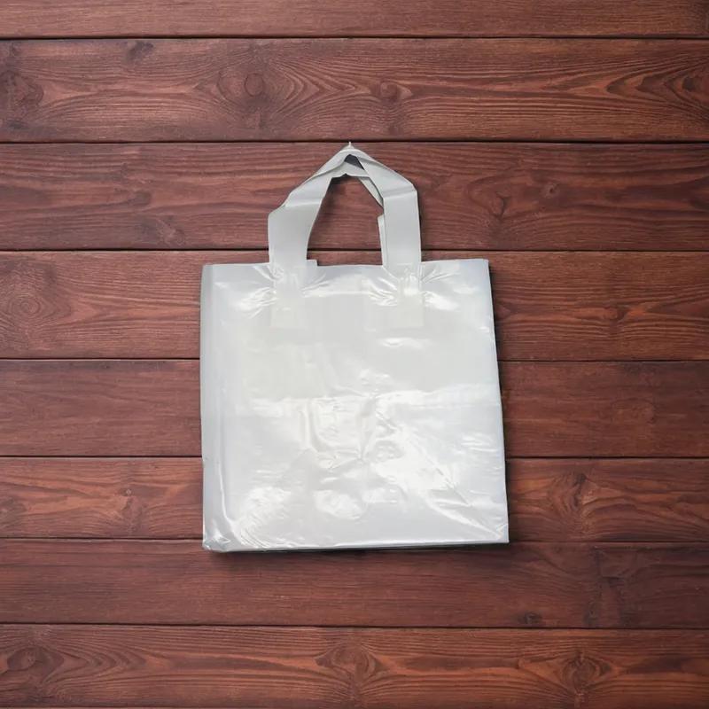 Bag 10X9X10 IN Plastic With Soft Loop Handle Closure Cardboard Bottom Gusset 100/Case