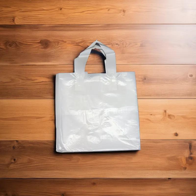 Bag 10X9X10 IN Plastic With Soft Loop Handle Closure Cardboard Bottom Gusset 100/Case