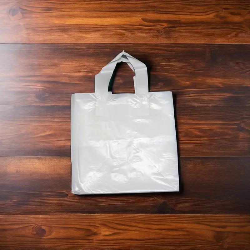 Bag 10X9X10 IN Plastic With Soft Loop Handle Closure Cardboard Bottom Gusset 100/Case