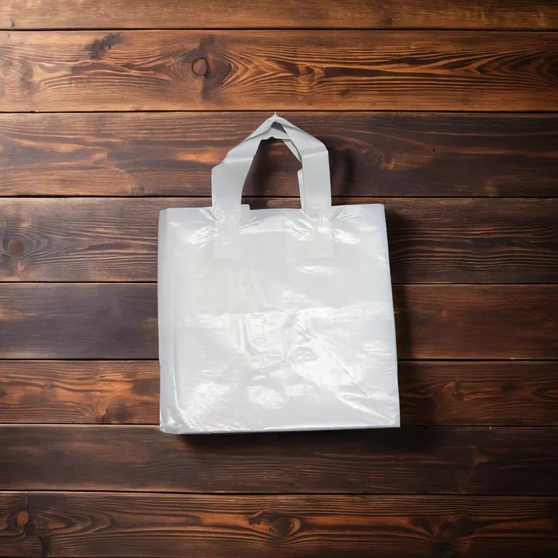 Bag 10X9X10 IN Plastic With Soft Loop Handle Closure Cardboard Bottom Gusset 100/Case