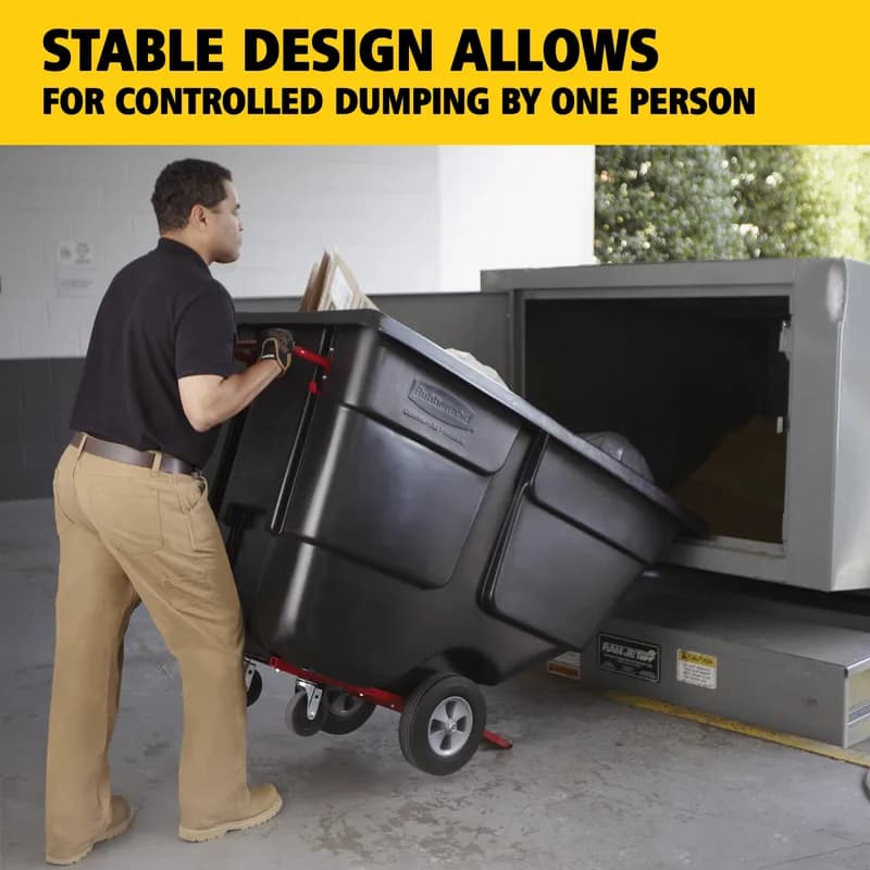 Utility Tilt Truck 32X69X43.75 IN 1 Cubic Yard 850 LB Black Red Resin FDA Approved Rotomolded 1/Each