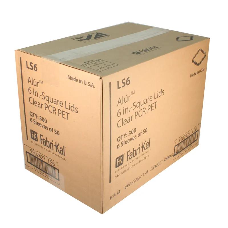 Lid Flat 6.3X6.3X0.5 IN RPET Clear Square For Container Recessed 300/Case